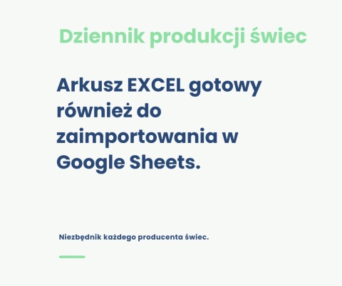 Dziennik produkcji świec - arkusz