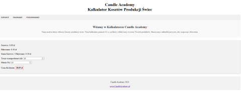 Kalkulator kosztów produkcji świec 1.0 (starsza wersja) Kalkulator kosztów produkcji świec 1.0 (starsza wersja)